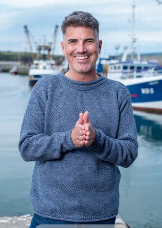 Ierse herentrui Dave in Denim marl