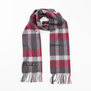 John Hanly Cashmere Merino sjaal - Antraciet/Zilver/Rood