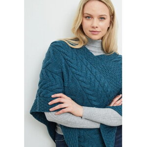 Wollen Poncho Channe - Irish Sea