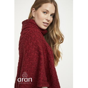 Wollen Poncho Channe - Warm Red