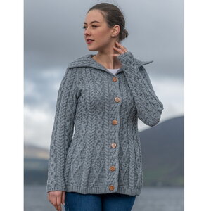 Ierse wollen vest Renske - Ocean Grey