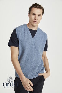 Ierse wollen Pullover Bill - Blue Melange