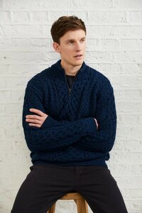 Ierse wollen trui Brian - Atlantic Blue