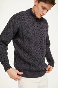Ierse wollen trui Brian - Charcoal