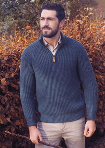 Ierse wollen visserstrui Colin - Caspian Blue