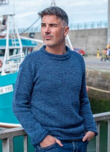 Ierse wollen herentrui Dave - Atlantic Blue