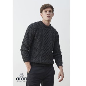 Ierse wollen unisex trui Kyan - Charcoal