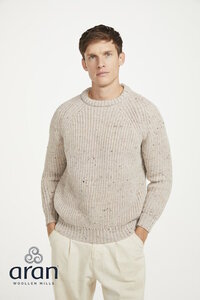 Ierse wollen herentrui Liam - Creme Melange