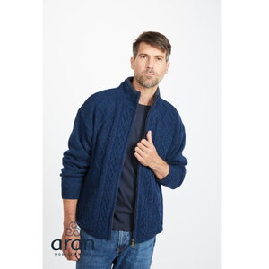 Ierse wollen herenvest Steven - Melange Blue