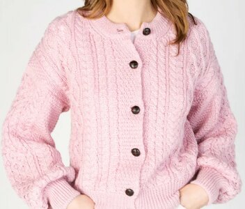 Ierse wollen damesvest Sanne - Pale Pink