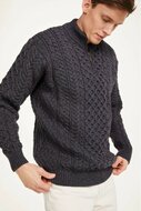 Aran Woollen Mills herentrui Brian in Charcoal