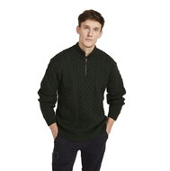 Aran Woollen Mills Ierse wollen herentrui Brian in Moss