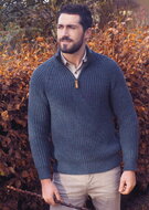 Aran Woollen Mills visserstrui Colin in Caspian Blue