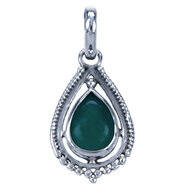 Zilveren hanger met groene onyx